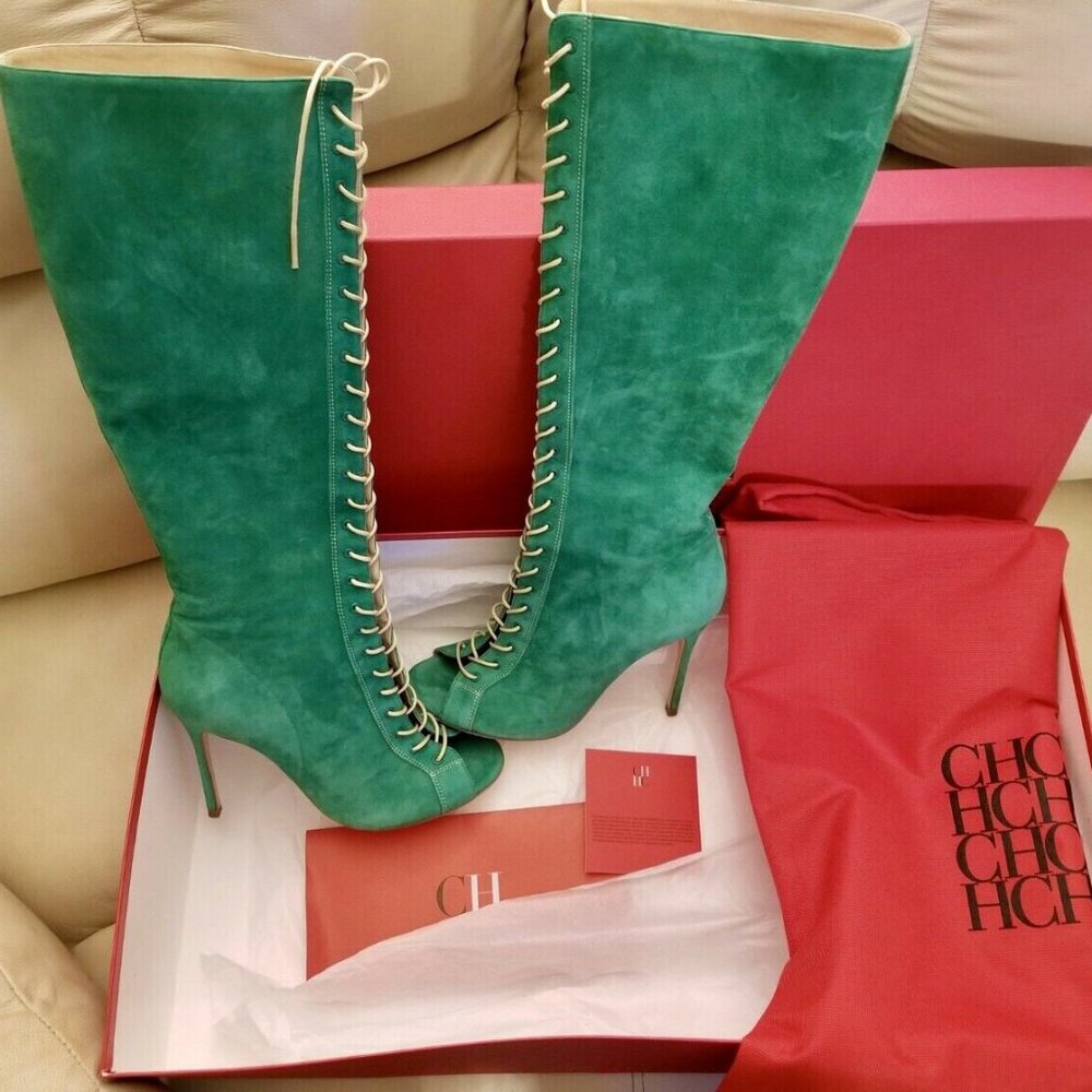 Carolina Herrera Green Suede Woman Boots -39